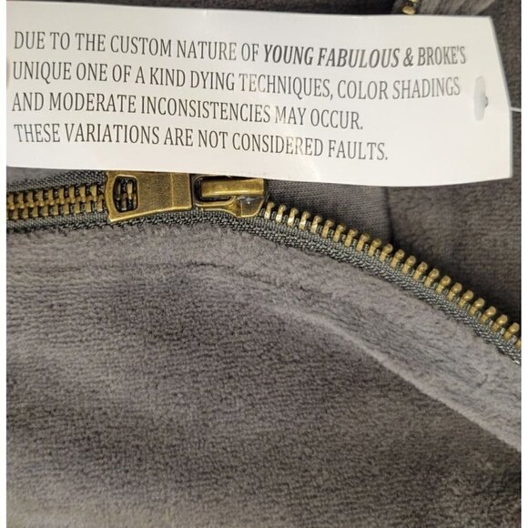 YOUNG FABULOUS & BROKE Velour Fritzy Jacket Grey Womens Size M - Picture 10 of 11